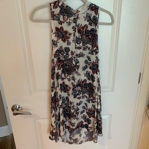 Free People patterned mini dress with high neck